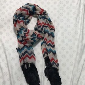 Chevron tasseled scarf